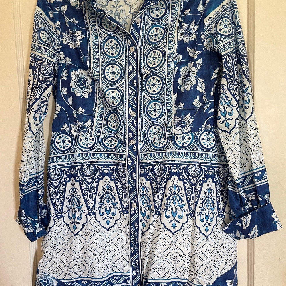 Anthropologie Santorini Floral Printed Shirt Dress XS